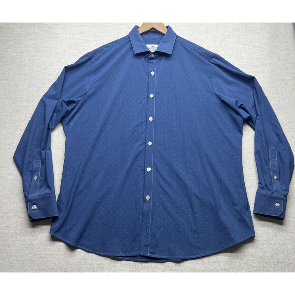 Mizzen Main Shirt Mens XL Blue Stretch Non Iron Standard Fit Long Sleeve Button - Picture 1 of 15
